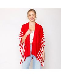 TRUEDAMES - Two Tone Border Ruana Poncho - Lyst