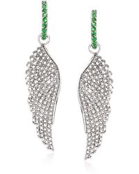Ross-Simons - Emerald And . Diamond Removable Angel Wing Drop Earrings - Lyst