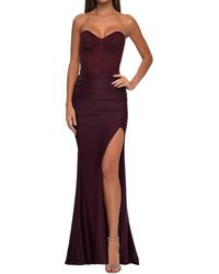 La Femme - Long Jersey Corset Top Prom Dress - Lyst