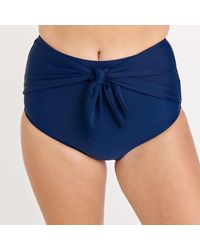 Calypsa - Plus Full Coverage High Waisted Bikini Bottom With Front Tie - Lyst