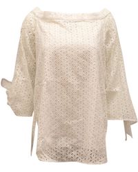 Tibi - Off-Shoulder Eyelet Blouse - Lyst