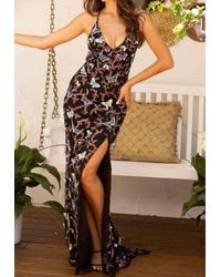 Primavera - V-Neck Beaded Butterfly Prom Gown - Lyst