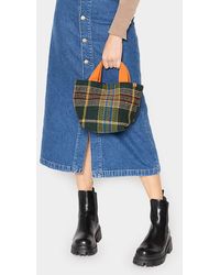 Fashnzfab - Plaid Check Patterned Small Tote Bag - Lyst