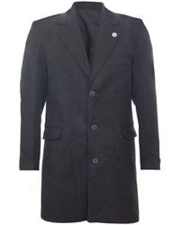 Oliver Tweed - Long Charcoal Wool Slim Fit Overcoat - Lyst