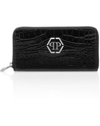 Philipp Plein - Croco Embossed Round Zip Wallet - Lyst