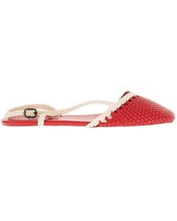 Hereu - Woven Leather Slingback Flats With Adjustable Buckle Strap - Lyst