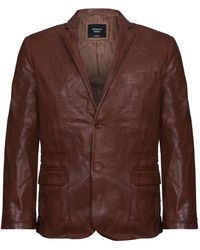 Infinity Leather - Slim 2 Button Leather Blazer Jacket-London - Lyst