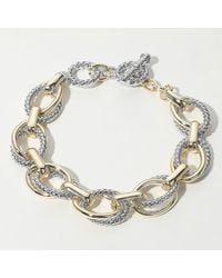 Fashnzfab - 14K Plated Two Tone Chunky Chain Link Toggle Bracelet Two Tone - Lyst