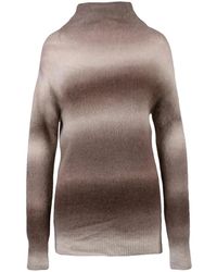 Alysi - Long Gradient Knit Sweater With High Neckline And Horizontal Stripes - Lyst