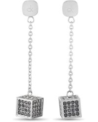 Calvin Klein Rocking Stainless Steel Gray Crystal Earrings - White