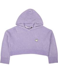 Palm Angels - Lilac Pxp Sweater Ribbed Cropped Hoodie - Lyst