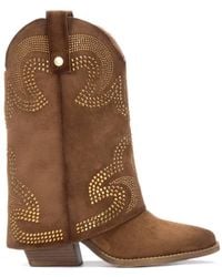 Xti - Suede Foldover Booties By - Lyst