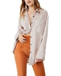 Free People - Baby Cord Button Down Shirt - Lyst