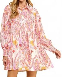 TCEC - Abstract Print Button Down Shirt Dress - Lyst