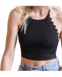 Leto - High Neck Crochet Lace Bralette - Lyst