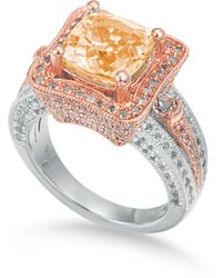 Suzy Levian - Two-Tone Sterling 5.57 Cttw Cushion Cut Citrine Ring - Lyst