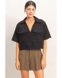 TRUEDAMES - Collared V-Neck Top - Lyst