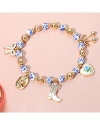 Fashnzfab - Enamel Bow Western Cowboy Boot Hat Heart Charm Ceramic Ball Beaded Stretch Bracelet - Lyst