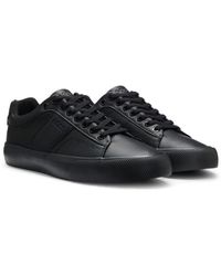 BOSS - Faux-Leather Trainers With Plain And Grained Textures - Lyst