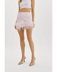 Lamarque - Magnolia Feather Trim Mini Skirt - Lyst