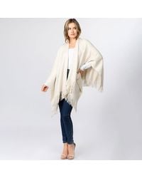 TRUEDAMES - Metallic Fringe Shawl Wrap Poncho - Lyst