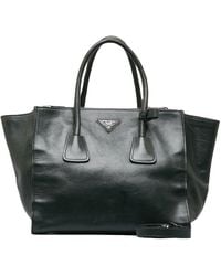 Prada - Leather Tote Bag (pre-owned) - Lyst