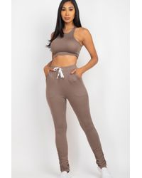 TRUEDAMES - Crop Tank Top & Ruched Pants Set - Lyst