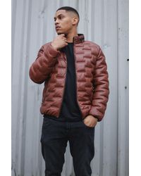 Infinity Leather - Quilted Puffer Leather Bomber Jacket - Lyst