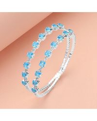 Fashnzfab - Square Cz Stone Cluster Accented Split Adjustable Evening Bracelet - Lyst