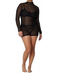 Find Me Now - Wanda Mesh Long Sleeve Mock Neck Top - Lyst