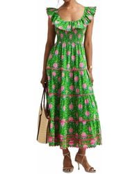 Pink City Prints Phoebe Midi Dress in Green | Lyst