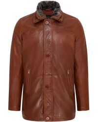 Infinity Leather - Mid-Length Warm Leather Trench Coat - Lyst