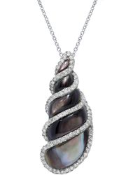Diana M. Jewels - 18 Kt White Gold Pearl And Diamond Pendant - Lyst