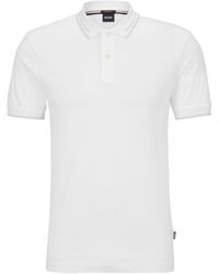 BOSS - Interlock-cotton Slim-fit Polo Shirt With Jacquard Stripes - Lyst