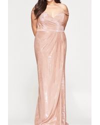 Faviana - Off The Shoulder Metallic Gown - Lyst