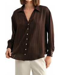 Fun 2 Fun - Texture Stripe Button Down Blouse - Lyst