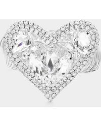 Fashnzfab - Marquise Teardrop Stone Cluster Embellished Rhinestone Paved Heart Pointed Adjustable Evening Bracelet Arm Cuff Clear - Lyst