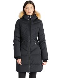 Pajar - Countess Mixed Media Quilted Coat With Detachable Hood And Faux Fur Trim - Lyst