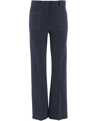Ql2 - Flared Stretch Cotton Velvet Pants With Pressed Center Crease - Lyst
