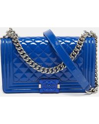 Chanel - Quilted Patent Leather Medium Boy Flap Bag - Lyst