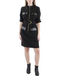 Sharagano - Collar Roll Up Sleeves Mini Dress - Lyst