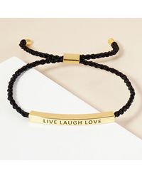 Fashnzfab - Dipped Live Laugh Love Message Bar Pointed Rope Adjustable Cinch Pull Tie Bracelet - Lyst