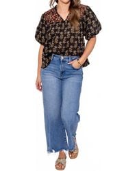 Thml - Woven Detail Floral Puff Sleeve Top - Lyst