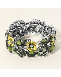 Fashnzfab - Glass Crystal Metal Flower Leaf Evening Bracelet Antique - Lyst
