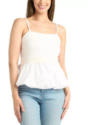 Bcx - Top Poplin Bubble Peplum Square Neck Blouse Preppy Pal119 - Lyst