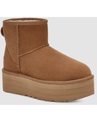 UGG - Classic Mini Platform 1134991-Che Chestnut Suede Comfort Ankle Boots - Lyst