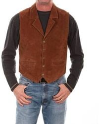 Scully - Aztec Knit Back Boar Suede Leather Vest - Lyst
