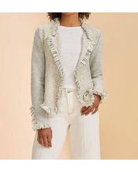 Fdj - Knit Tweed Fray Trim Jacket - Lyst