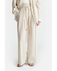 Nanushka - Nevada Striped Belted Linen Pants - Lyst