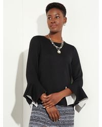 Misook - Contrast Handkerchief Sleeve Soft Knit Tunic - Lyst